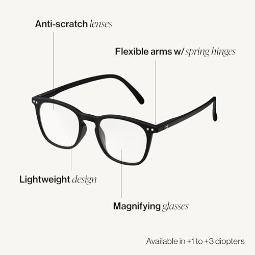 IZIPIZI READING #E Reading Glasses for Women and Men Rectangular Glasses with Anti-Scratch Lenses, Lightweight Fashion Frame