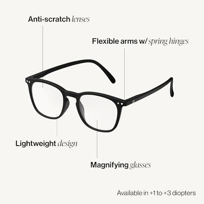 IZIPIZI READING #E Reading Glasses for Women and Men Rectangular Glasses with Anti-Scratch Lenses, Lightweight Fashion Frame