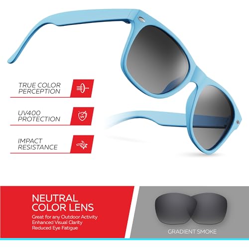 Retro Rewind Kids Sunglasses for Boys Girls Age 3-12 - Shatterproof UV400 Toddler Children Sun Glasses