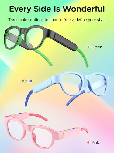 XIYANGYANG Kids Blue Light Glasses with Bluetooth Audio,Smart glasses,RGB 7-color light, Kids Smart Glasses Gifts