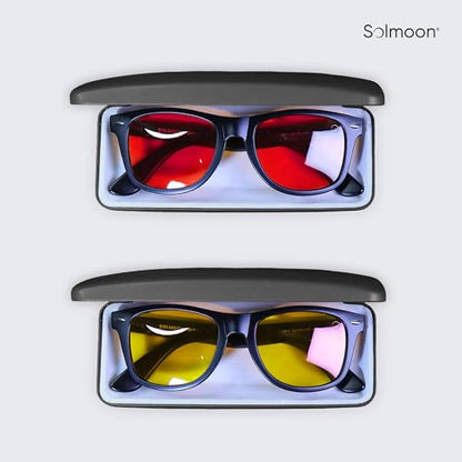 Solmoon - Blue Light Blocking Glasses - Circadian Duo System, Day Yellow Lens + Deep Night Red Lens, American Tritan™ BPA-Free Lenses, Includes 2 Hard Cases + Cleaning Cloth, Unisex Red Lens Glasses