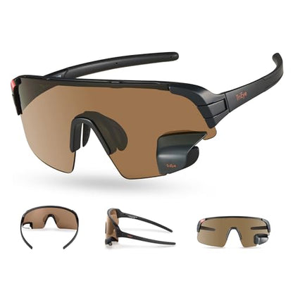 TriEye Cycling Glasses with Rear-view Mirror - Sports Sunglasses for Men & Women - UV-400 Protection