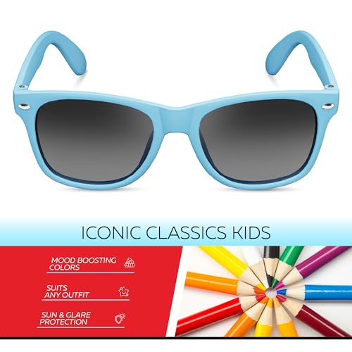 Retro Rewind Kids Sunglasses for Boys Girls Age 3-12 - Shatterproof UV400 Toddler Children Sun Glasses