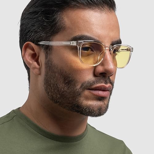 GUNNAR - Premium Gaming and Computer Glasses - Blocks 65% Blue Light - Oakland, Crystal, Amber Tint