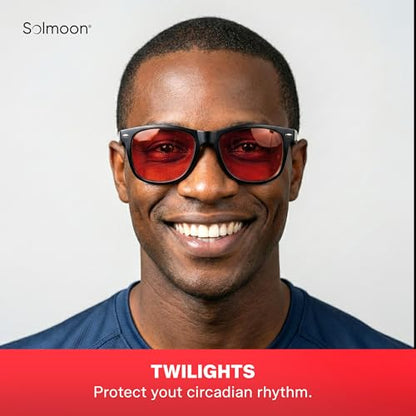 Solmoon - Blue Light Blocking Glasses - Circadian Duo System, Day Yellow Lens + Deep Night Red Lens, American Tritan™ BPA-Free Lenses, Includes 2 Hard Cases + Cleaning Cloth, Unisex Red Lens Glasses