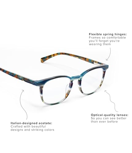 eyebobs - Boardroom | Premium Reading Glasses for Men and Women | Square Frame for Average Faces | Available in 0.0x - 4.0x