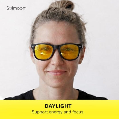 Solmoon - Blue Light Blocking Glasses - Circadian Duo System, Day Yellow Lens + Deep Night Red Lens, American Tritan™ BPA-Free Lenses, Includes 2 Hard Cases + Cleaning Cloth, Unisex Red Lens Glasses