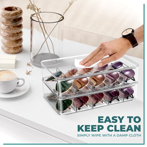 Sorbus Sunglasses Organizer - Plastic Stackable Eyeglass Case Storage Organizer for Multiple Glasses - Reading Glasses