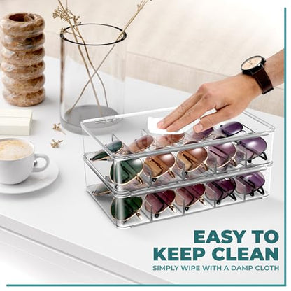 Sorbus Sunglasses Organizer - Plastic Stackable Eyeglass Case Storage Organizer for Multiple Glasses - Reading Glasses