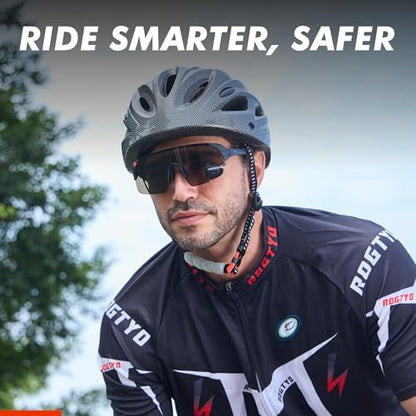 TriEye Cycling Glasses with Rear-view Mirror - Sports Sunglasses for Men & Women - UV-400 Protection