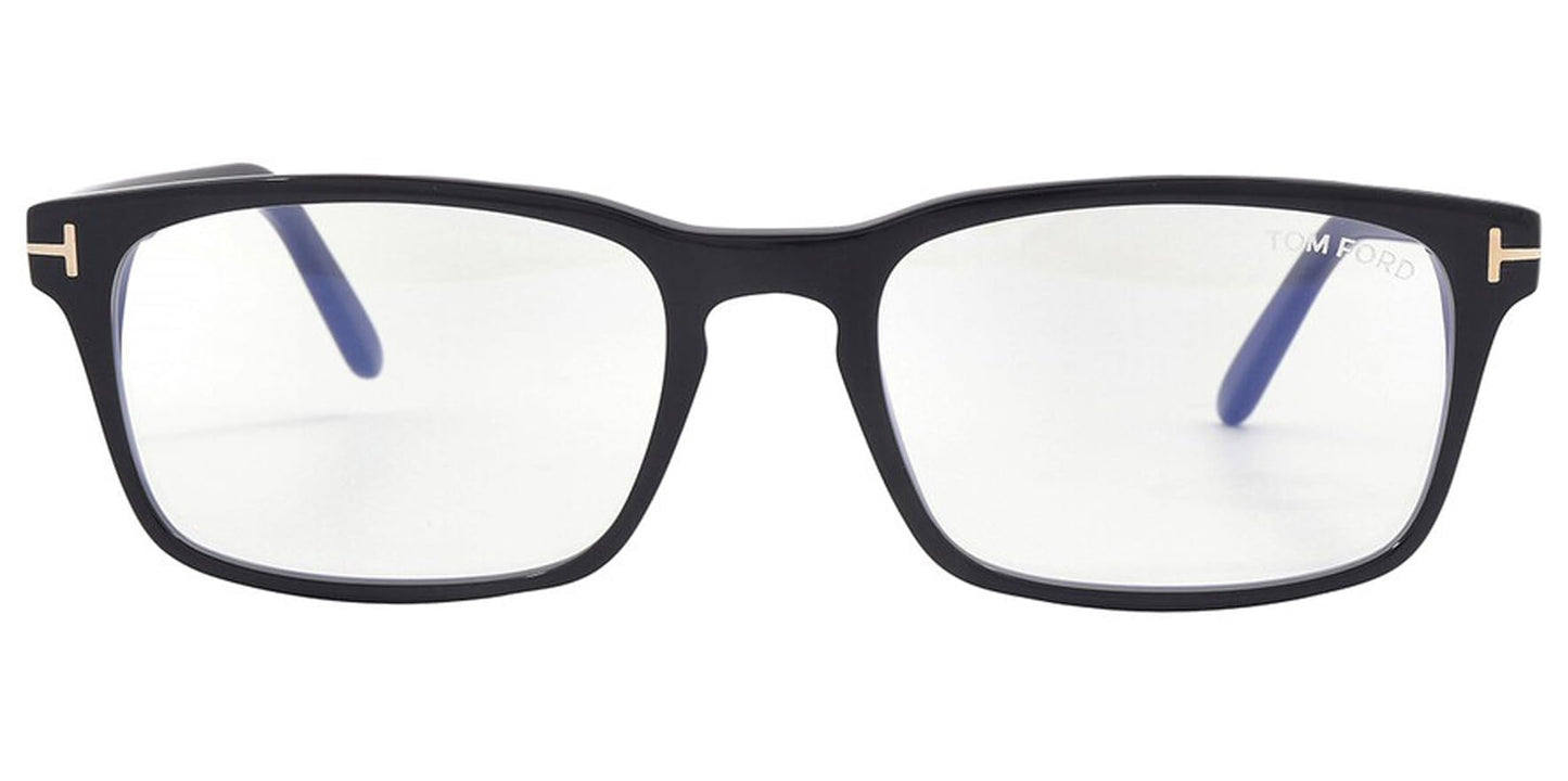 Tom Ford Blue Light Block Rectangular Men's Eyeglasses FT5938-B 001 54, Shiny Black
