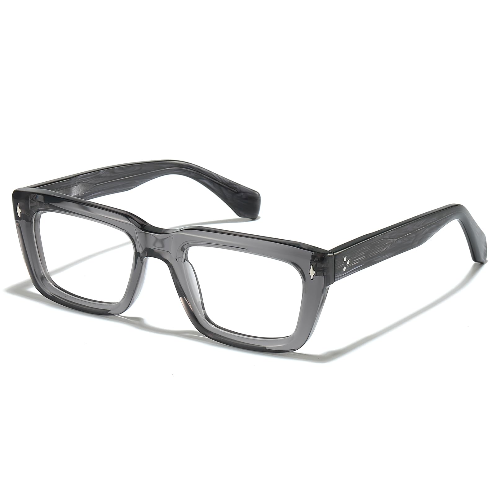 JOLLYNOVA Sutton Retro Rectangle Acetate Thick Glasses Frame Prescription Optical Eyewear for Women Men 53-21-148mm