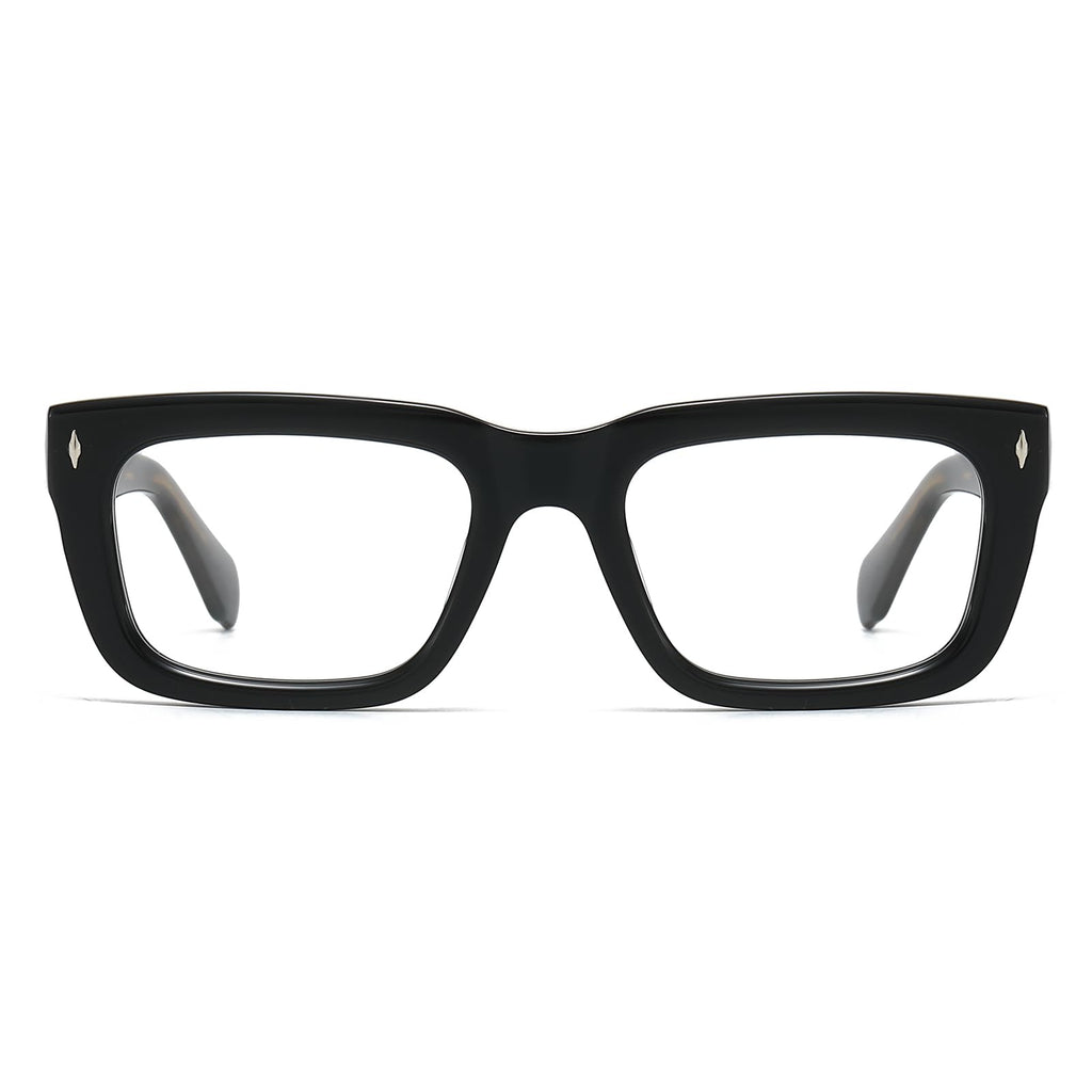 JOLLYNOVA Sutton Retro Rectangle Acetate Thick Glasses Frame Prescription Optical Eyewear for Women Men 53-21-148mm