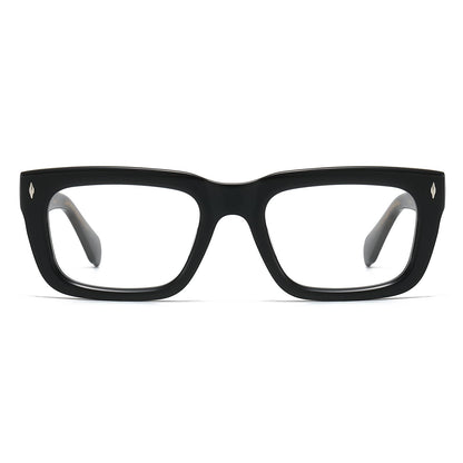 JOLLYNOVA Sutton Retro Rectangle Acetate Thick Glasses Frame Prescription Optical Eyewear for Women Men 53-21-148mm