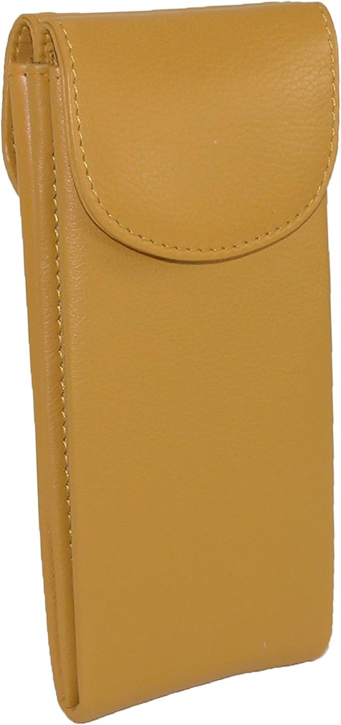 ili New York Double Flap Leather Eyeglass Case, Soft 2-in-1 Dual Glasses Pouch for Sunglasses and Reading Glasses