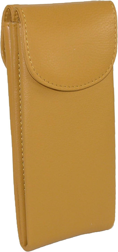 ili New York Double Flap Leather Eyeglass Case, Soft 2-in-1 Dual Glasses Pouch for Sunglasses and Reading Glasses
