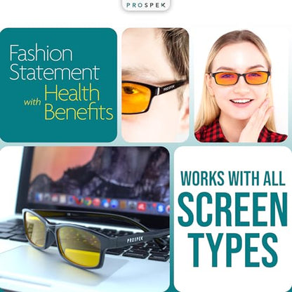 Prospek Blue Light Glasses Reading for Men and Women, For Computer Use, Blue Light Protection, Clear Lens 0 to +3.0 Diopters