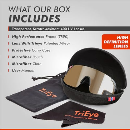 TriEye Cycling Glasses with Rear-view Mirror - Sports Sunglasses for Men & Women - UV-400 Protection
