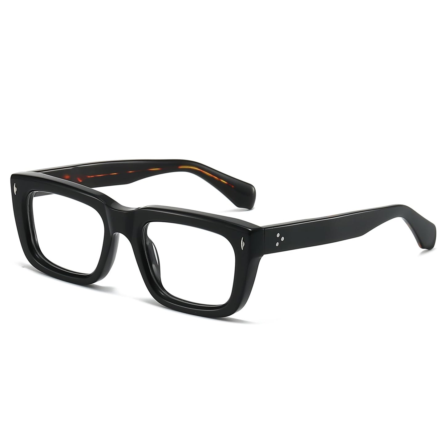 JOLLYNOVA Sutton Retro Rectangle Acetate Thick Glasses Frame Prescription Optical Eyewear for Women Men 53-21-148mm