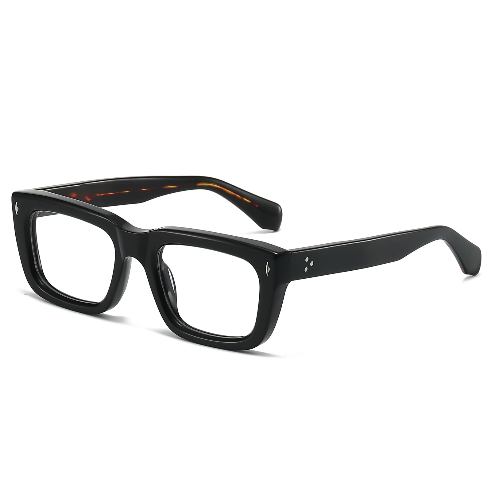 JOLLYNOVA Sutton Retro Rectangle Acetate Thick Glasses Frame Prescription Optical Eyewear for Women Men 53-21-148mm