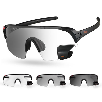 TriEye Cycling Glasses with Rear-view Mirror - Sports Sunglasses for Men & Women - UV-400 Protection