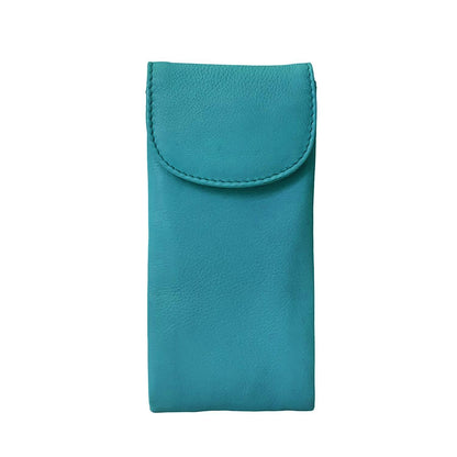 ili New York Double Flap Leather Eyeglass Case, Soft 2-in-1 Dual Glasses Pouch for Sunglasses and Reading Glasses