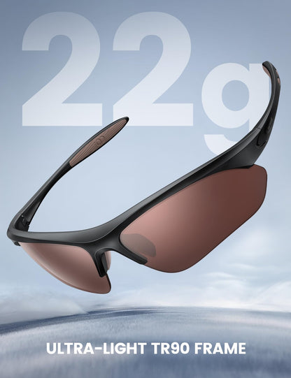 Lamicall 22g Polarized Sports Sunglasses for Men Women - UV400 Protection Sun Glasses for Running Cycling Baseball Driving