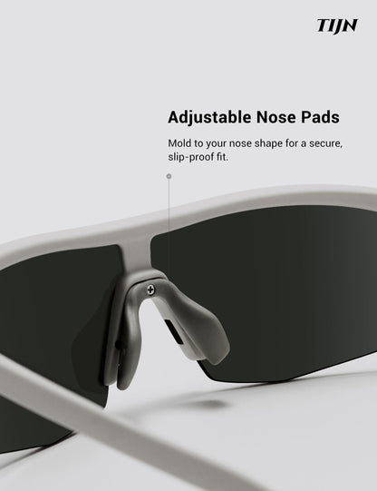 TIJN Anti-Slip Sport Sunglasses Men Women,UV400 Running Baseball Cycling Golf Hiking Fishing Wrap Around Outdoor Glasses