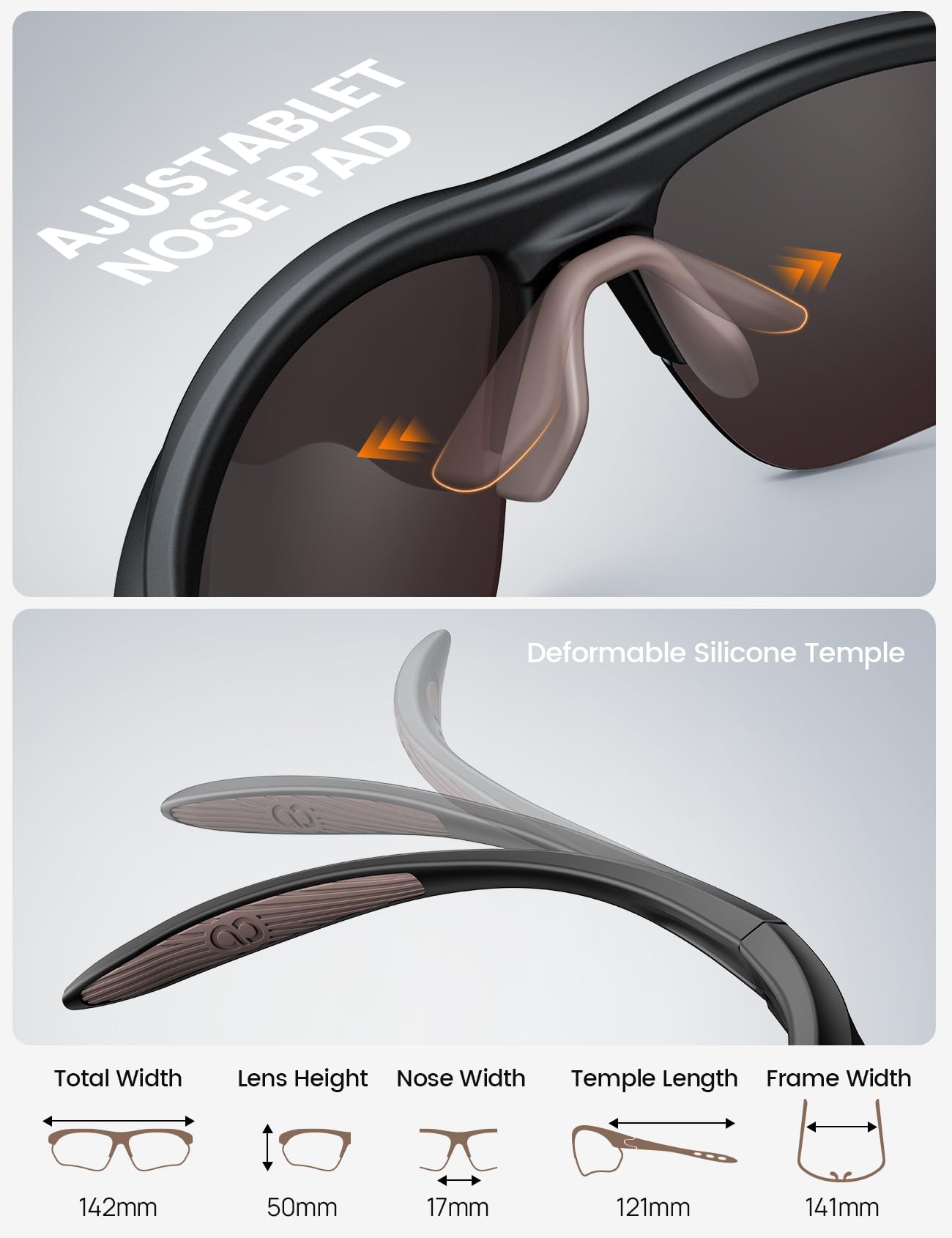Lamicall 22g Polarized Sports Sunglasses for Men Women - UV400 Protection Sun Glasses for Running Cycling Baseball Driving