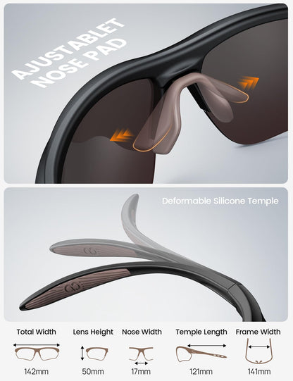 Lamicall 22g Polarized Sports Sunglasses for Men Women - UV400 Protection Sun Glasses for Running Cycling Baseball Driving