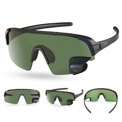 TriEye Cycling Glasses with Rear-view Mirror - Sports Sunglasses for Men & Women - UV-400 Protection