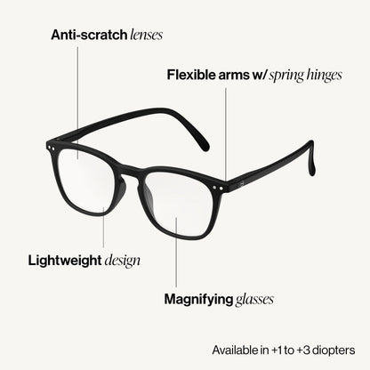 IZIPIZI READING #E Reading Glasses for Women and Men Rectangular Glasses with Anti-Scratch Lenses, Lightweight Fashion Frame