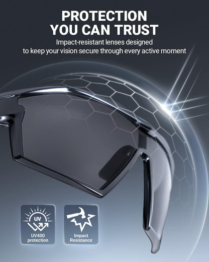 Meeloog Premium Sports Sunglasses for Men Women, Wrap Around UV400 Protection Glasses for Cycling Running Baseball Pickleball