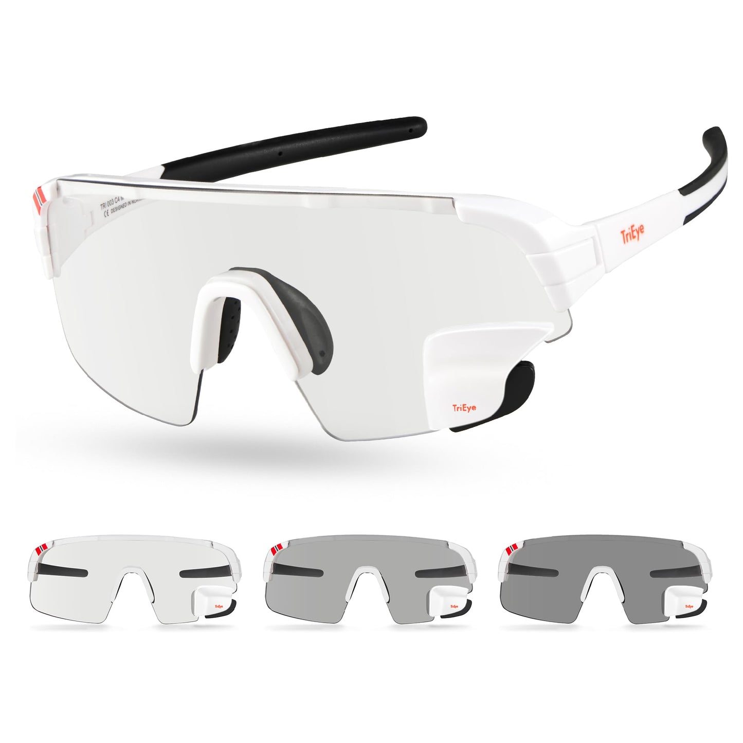 TriEye Cycling Glasses with Rear-view Mirror - Sports Sunglasses for Men & Women - UV-400 Protection