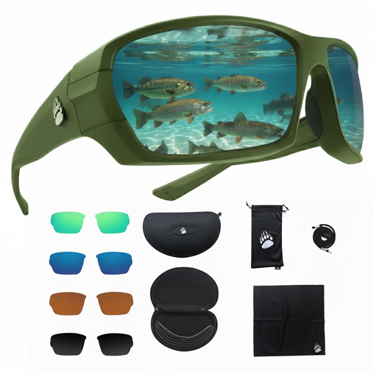 Fishing Glasses Pro Kit - Polarized Sunglasses With 4 Lenses for Clear Visibility in Offshore & Shallow Water