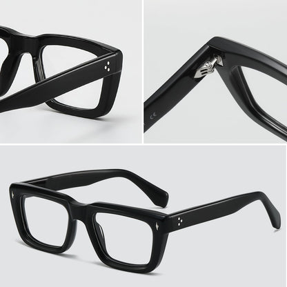 JOLLYNOVA Sutton Retro Rectangle Acetate Thick Glasses Frame Prescription Optical Eyewear for Women Men 53-21-148mm
