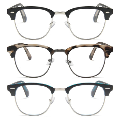 2SeeLife Premium Half Rim Reading Glasses Women & Men - Fits all Face Shapes, Metal & Sturdy Readers, Spring Hinges