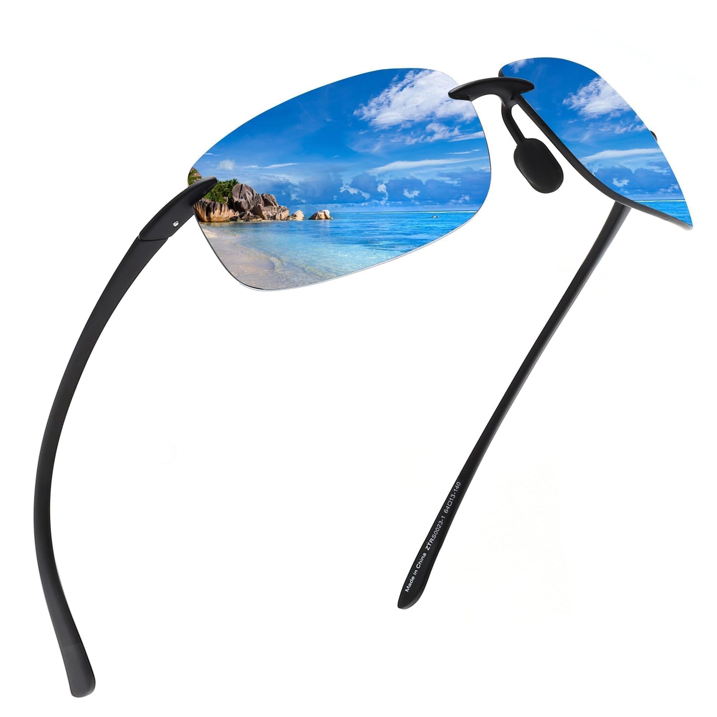 JIM HALO Sport Sunglasses for Men Women TR90 Rimless Frame for Running Fishing Cycling Driving
