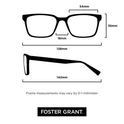 Foster Grant mens Tatum 2-pack Reading Glasses Rectangular Reading Glasses