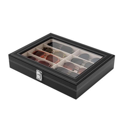 NEWLOOP 10/30 Slots Sunglass Organizer for Multiple Pairs of Eyeglass See-through Display Case Storage Box for Women Men