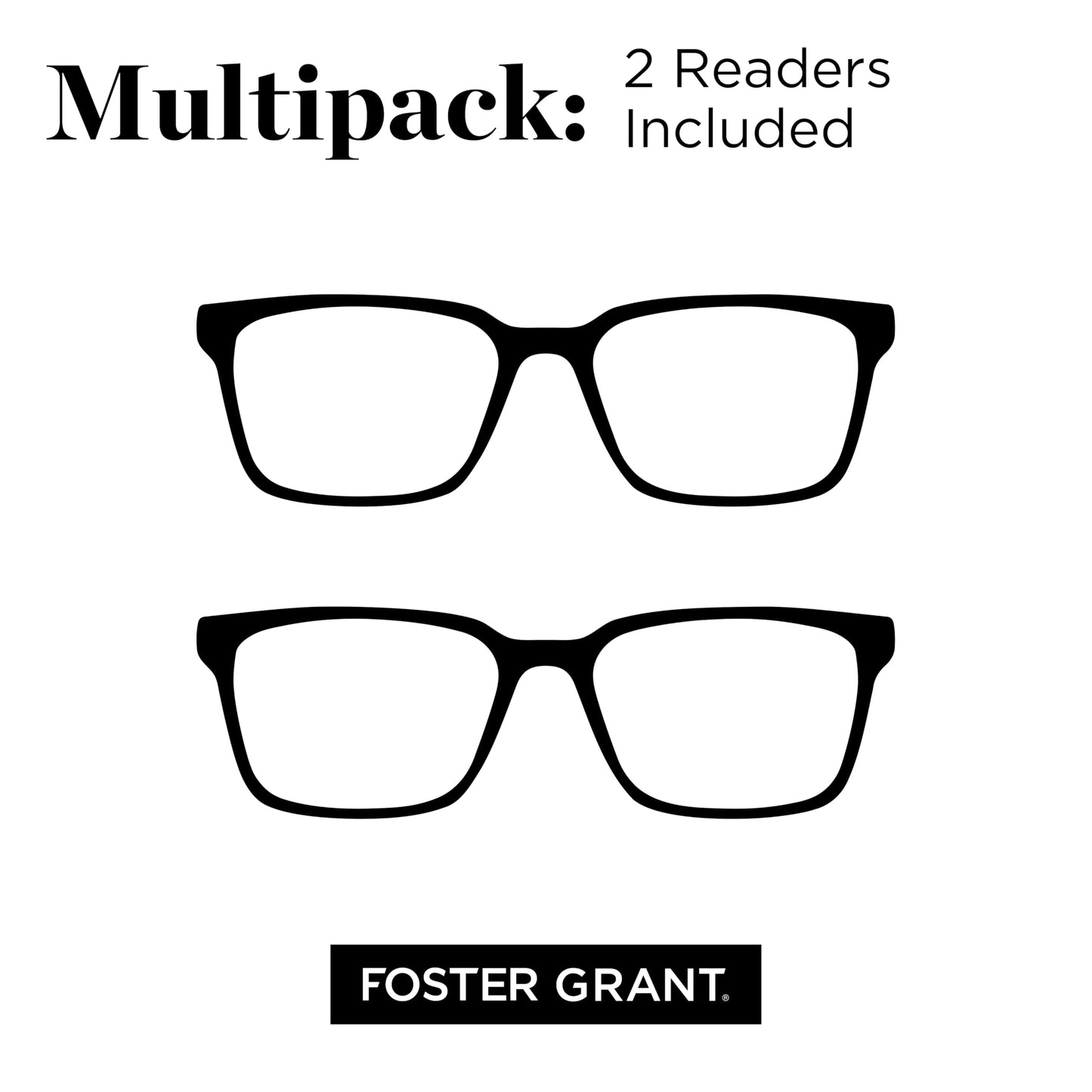 Foster Grant mens Tatum 2-pack Reading Glasses Rectangular Reading Glasses