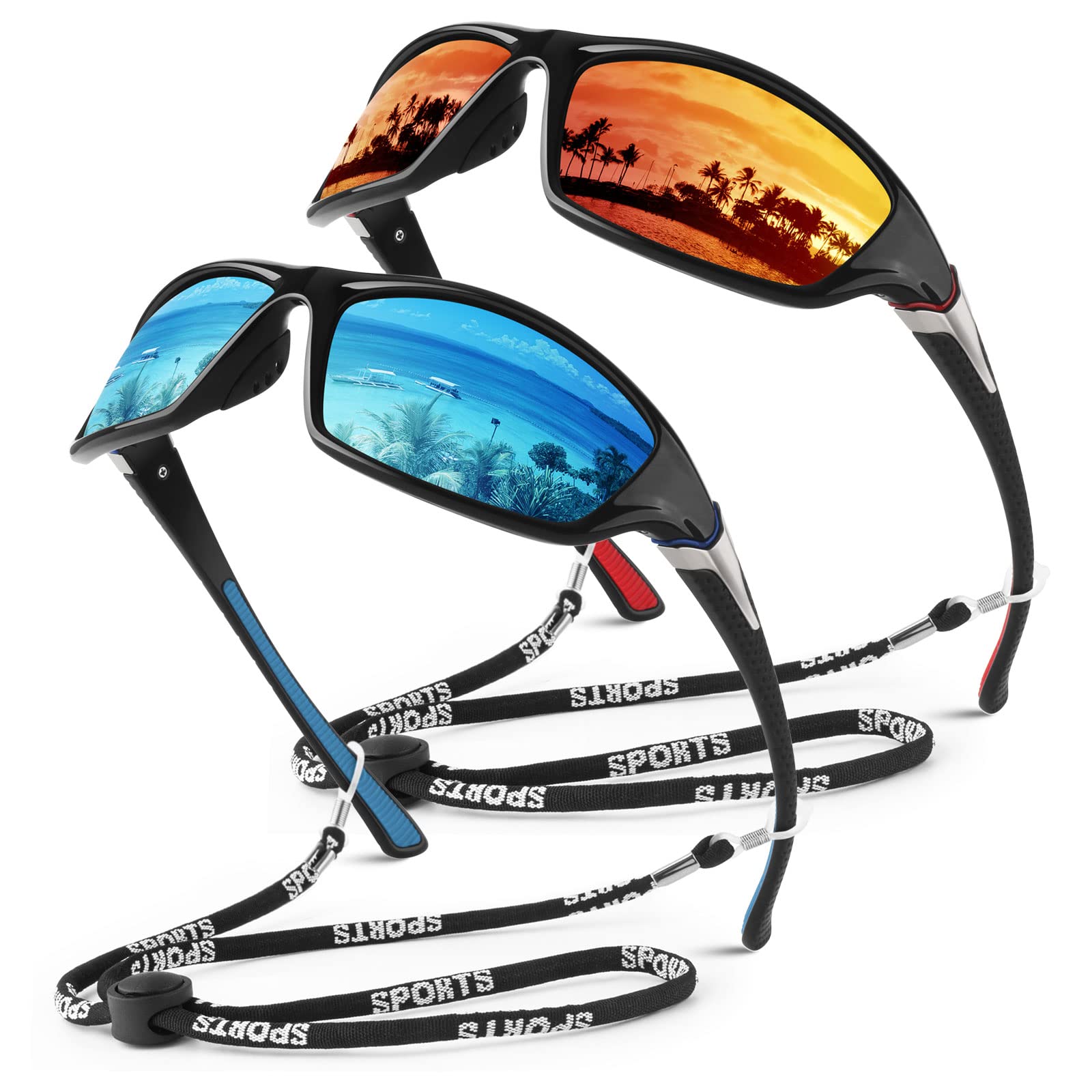WEAROYO Polarized Sports Sunglasses for Men Women,Fishing Driving Rectangular Goggles UV400 Protection