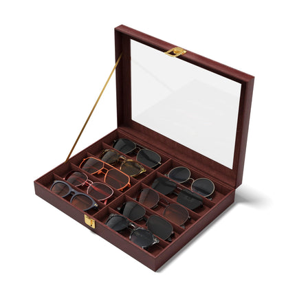 NEWLOOP 10/30 Slots Sunglass Organizer for Multiple Pairs of Eyeglass See-through Display Case Storage Box for Women Men