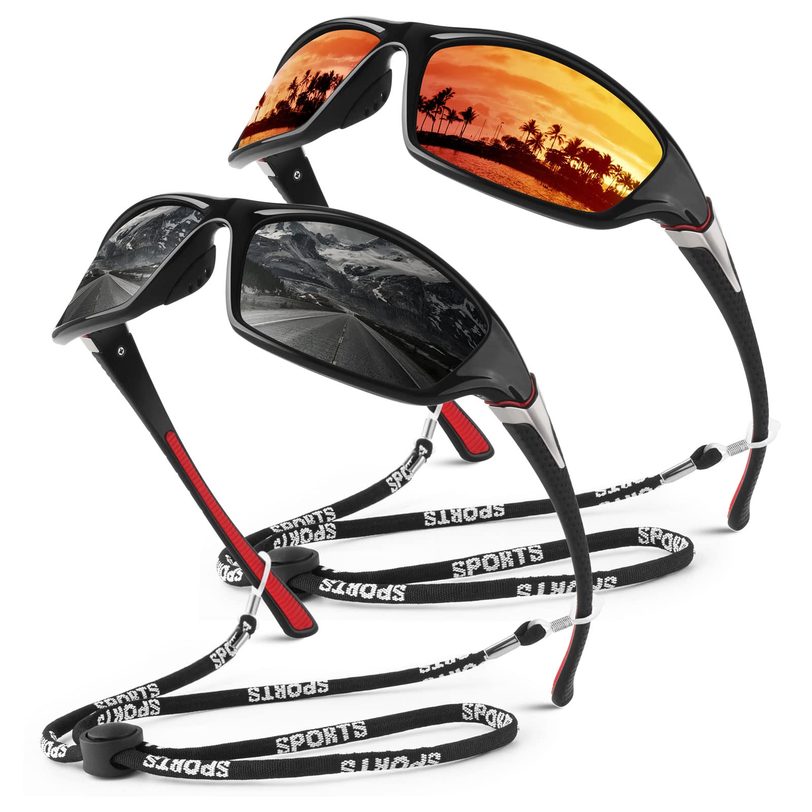 WEAROYO Polarized Sports Sunglasses for Men Women,Fishing Driving Rectangular Goggles UV400 Protection