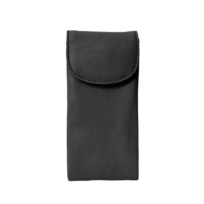 ili New York Double Flap Leather Eyeglass Case, Soft 2-in-1 Dual Glasses Pouch for Sunglasses and Reading Glasses