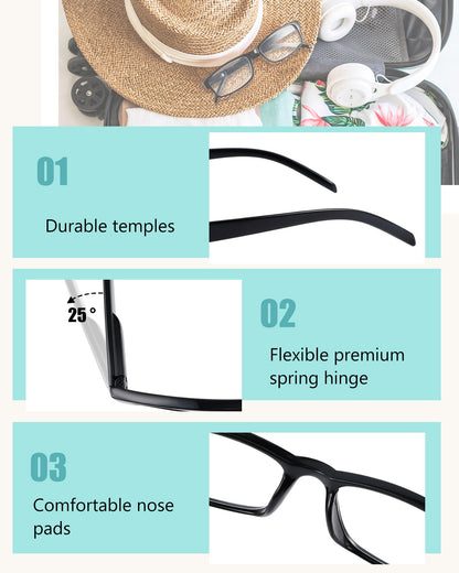Yexiya 50 Pack Reading Glasses Bulk for Men Women Frame Eyeglasses with Spring Hinge Traditional Readers for Office Home