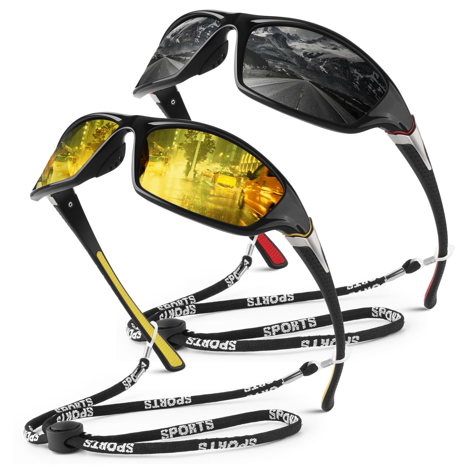 WEAROYO Polarized Sports Sunglasses for Men Women,Fishing Driving Rectangular Goggles UV400 Protection