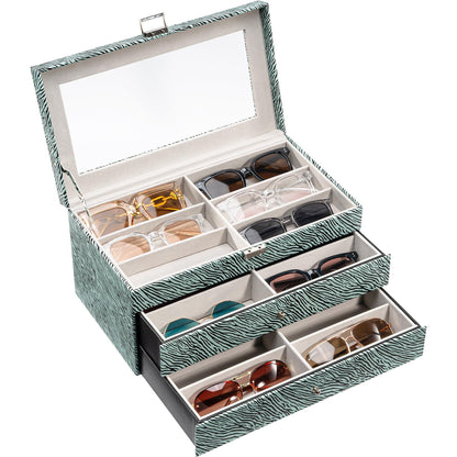 ProCase 3 Tier Glasses Box 18 Sunglasses Display Box Leather Glasses Case with Glass Lid