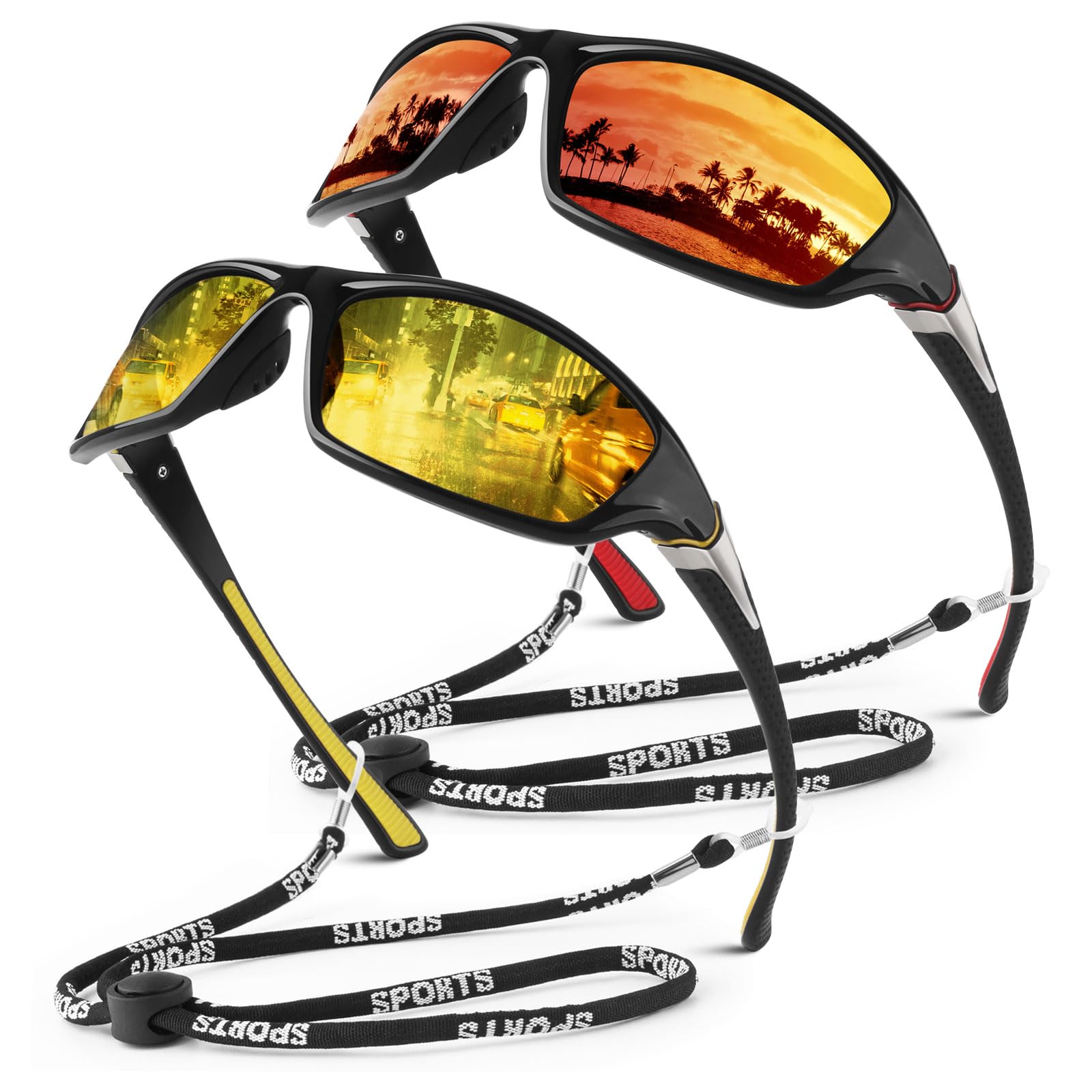WEAROYO Polarized Sports Sunglasses for Men Women,Fishing Driving Rectangular Goggles UV400 Protection