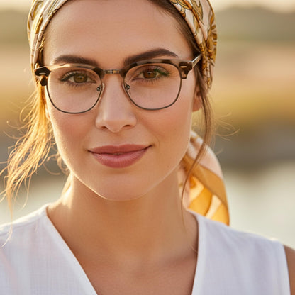2SeeLife Premium Half Rim Reading Glasses Women & Men - Fits all Face Shapes, Metal & Sturdy Readers, Spring Hinges